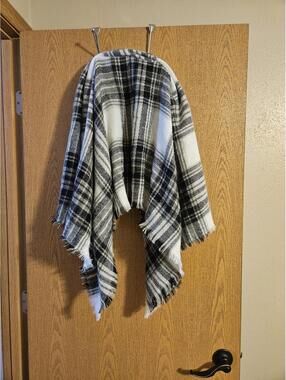 The Accessory Collective Poncho Wrap Shawl with Fringe